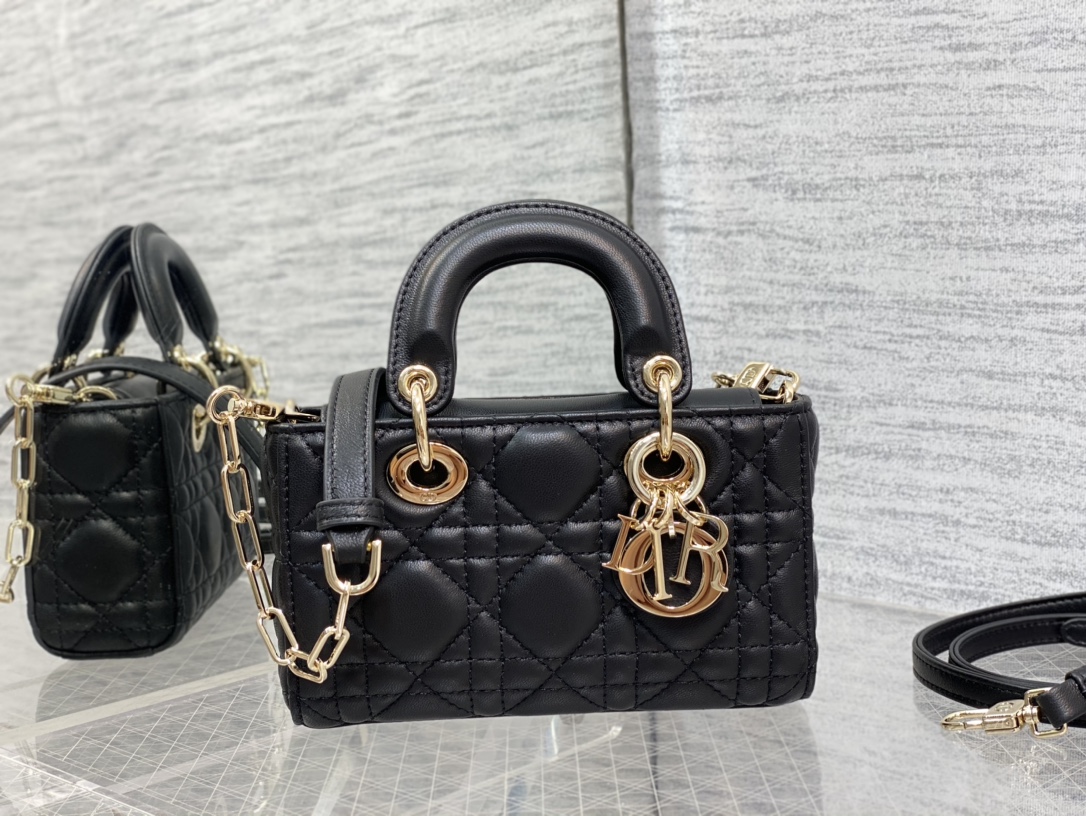 Micro Lady D-Joy Bag Black Cannage Lambskin